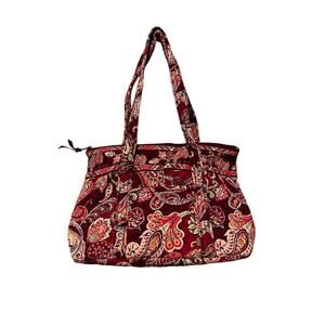 Vera Bradley Quilted Satchel Shoulder Bag Vintage Red Paisley Boho Work Travel